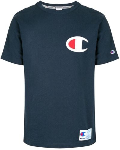 Champion Logo Patch Crew Neck T-shirt - Blue