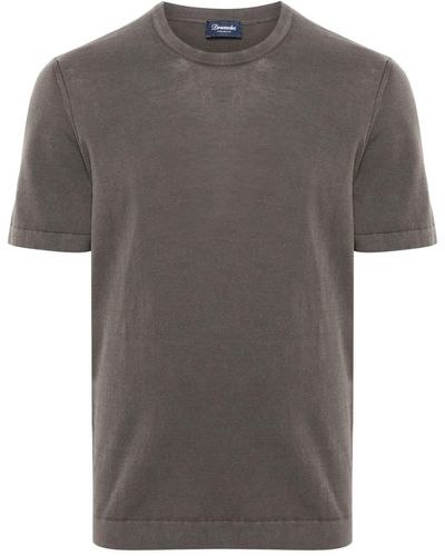 Drumohr Fine-knit Cotton T-shirt - Gray