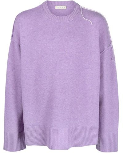Paura Contrast-stitching Wool-blend Jumper - Purple