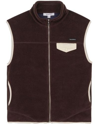 Sporty & Rich Zipped Polar Vest - Brown