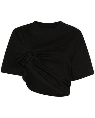 Laneus T-shirt en coton à design asymétrique - Noir