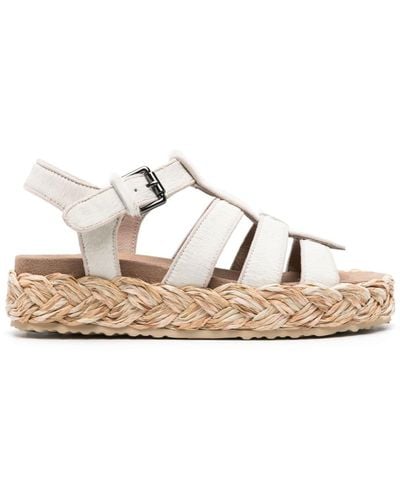 Mou Caged Pony-hair Sandals - Natural