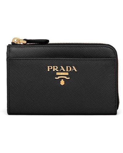 Prada Leather Keychain Wallet - Black