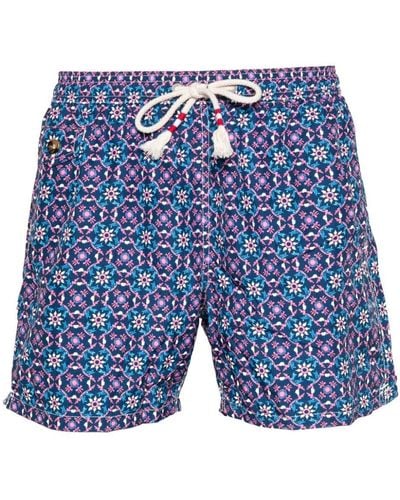 Mc2 Saint Barth Floral-print Swim Shorts - Blue
