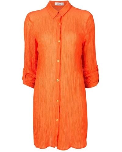 Amir Slama Vestido camisero con efecto arrugado - Naranja