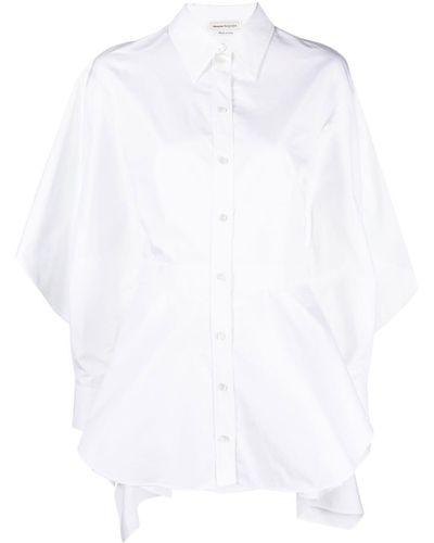 Alexander McQueen Open-back Waterfall-hem Tailored Shirt - White