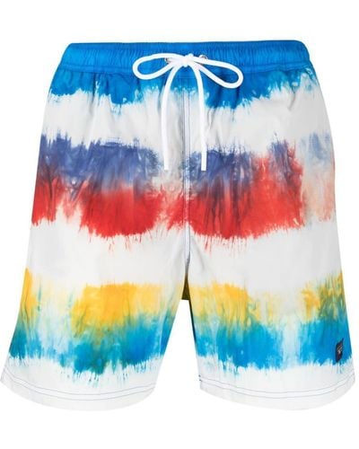 Paul & Shark Tie-dye Drawstring Swim Shorts - Blue