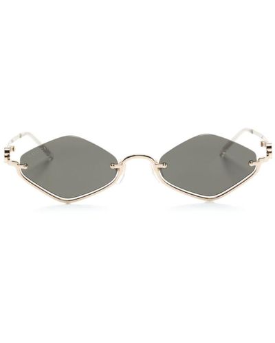 Gucci Double G Geometric-frame Sunglasses - Grey