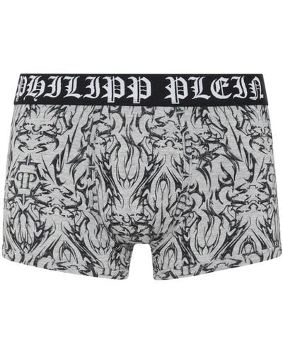 Philipp Plein Chrome Shorts mit Logo-Print - Grau