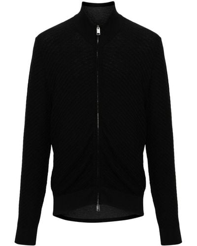 Brioni Interwoven Zipped Sweater - Black