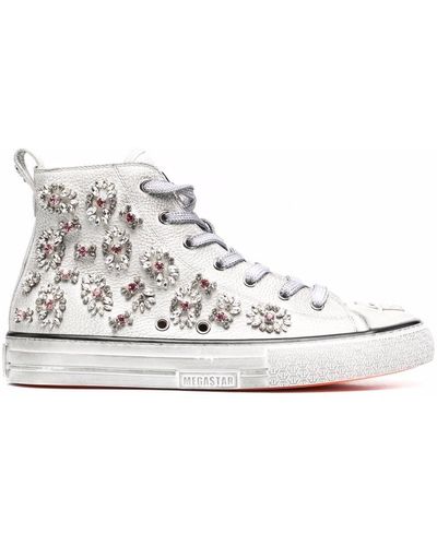 Philipp Plein Crystal-embellished High-top Trainers - White