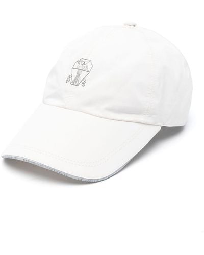 Brunello Cucinelli Cappello da baseball con ricamo - Bianco