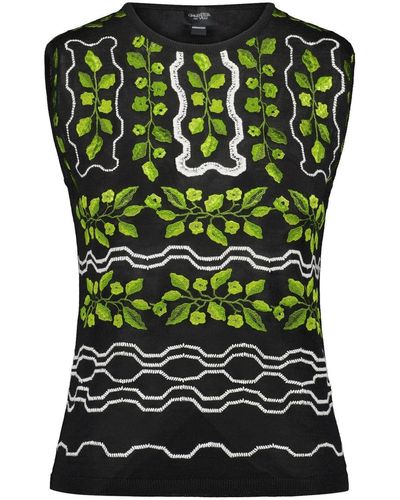 Giambattista Valli Leaf-jacquard Knitted Top - Green