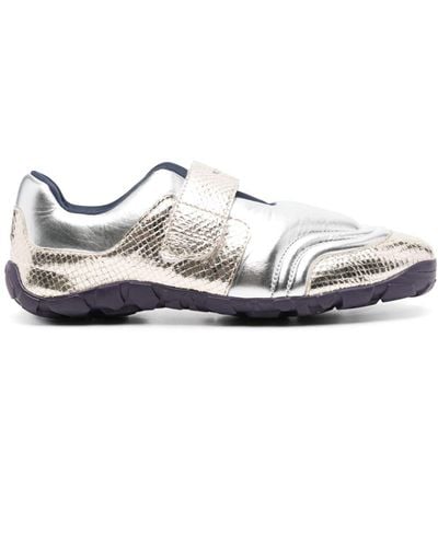 Wales Bonner Jewel touch-strap metallic sneakers - Blanco