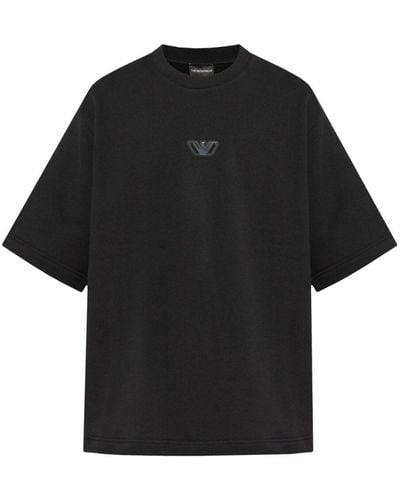 Emporio Armani Logo-appliqué Cotton T-shirt - Black