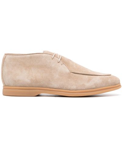 Eleventy Almond-toe Suede Derby Shoes - Pink