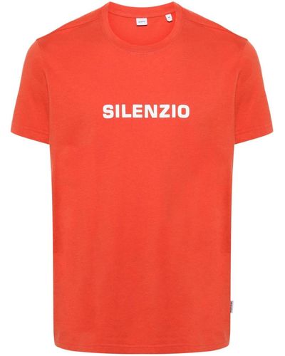 Aspesi Silenzio-print Cotton T-shirt - Orange
