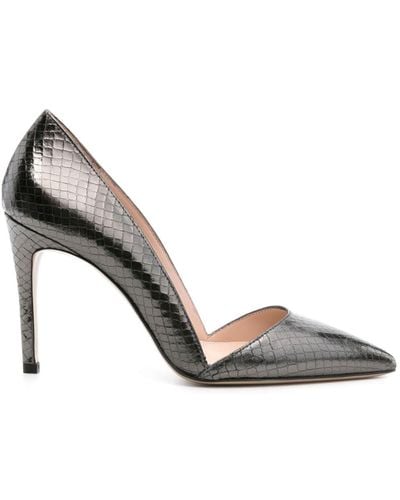 P.A.R.O.S.H. Snakeskin-effect Leather Court Shoes - Metallic