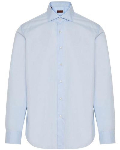 Barba Napoli Cotton botton-up shirt - Blau