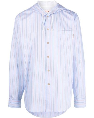 Marni Hooded Striped Shirt - Blue