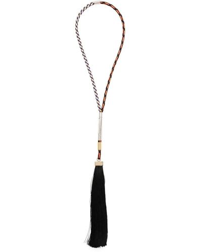 Alberta Ferretti Rope-strap Tassel Necklace - Black