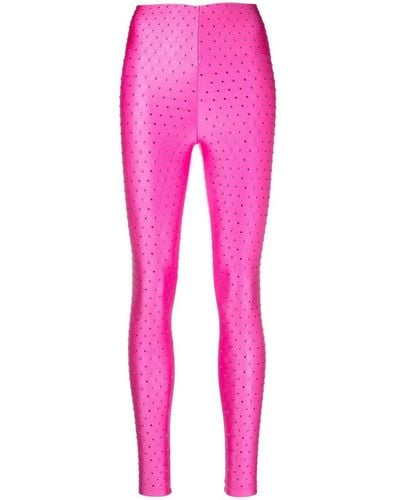 ANDAMANE Rhinestone Embellished leggings - Pink