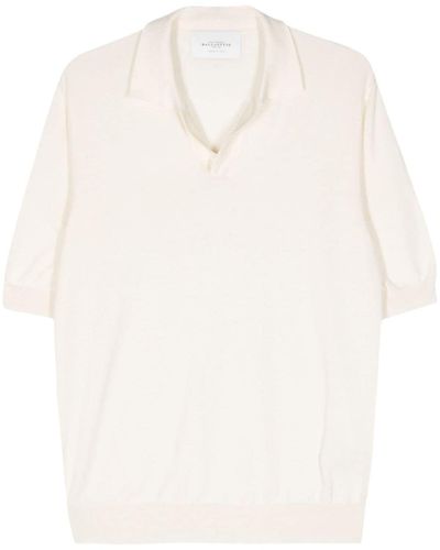 Ballantyne Fijngeribbeld Poloshirt - Wit