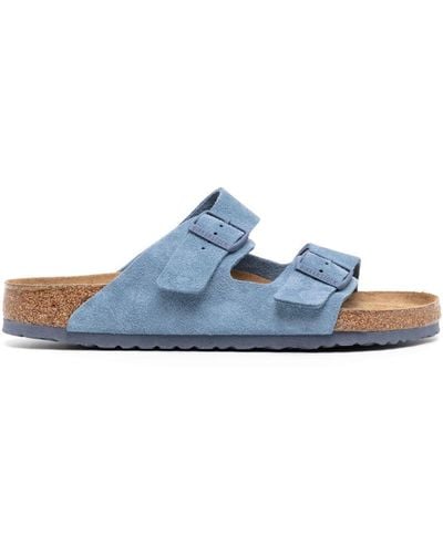 Birkenstock Buckled open toe suede slippers - Azul