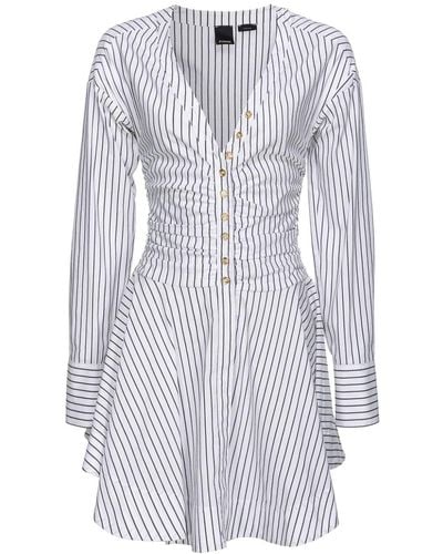 Pinko Striped V-neck Dress - White
