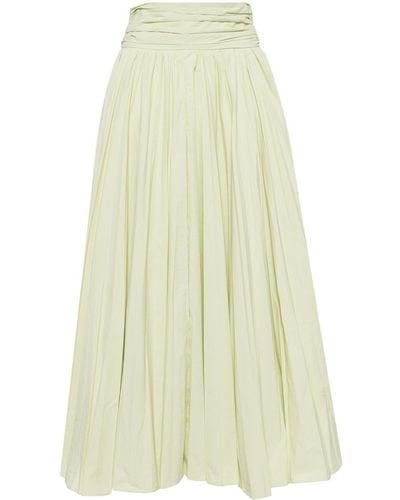 Pushbutton High-waist Pleated Skirt - White