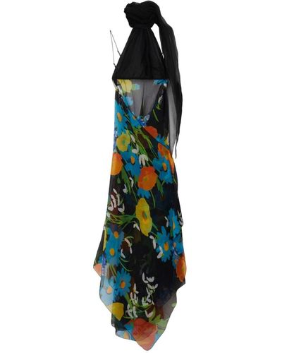 Burberry Vestido Poppy Garden con cuello halter - Azul