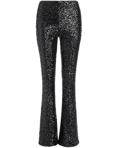 Alice + Olivia Lara Sequin-embellished Flared Trousers - Black