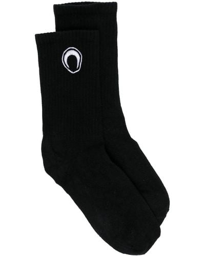 Marine Serre Crescent Moon-embroidered Socks - Black