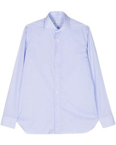 Luigi Borrelli Napoli Mini-check Spread-collar Shirt - Blue
