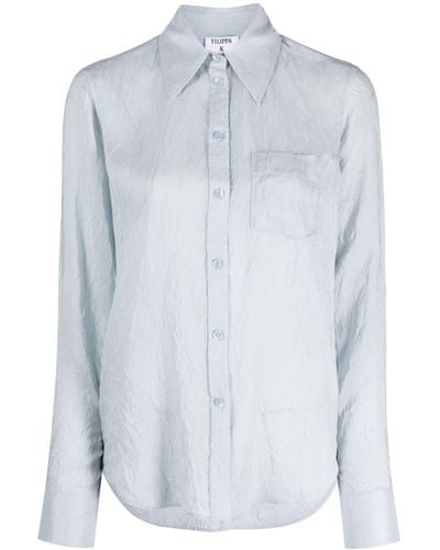 Filippa K Crinkled-Effect Slim-Cut Shirt - Blue