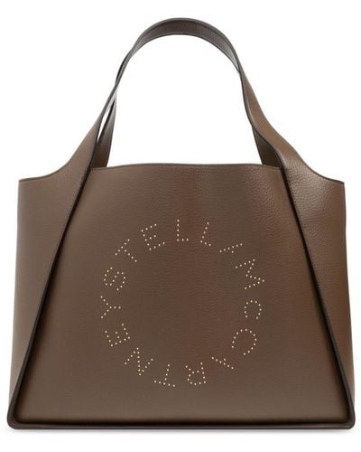 Stella McCartney Handtasche aus Faux-Leder mit perforiertem Logo - Braun