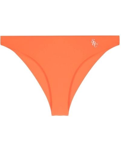 Sporty & Rich Bikinihöschen mit Logo-Print - Orange