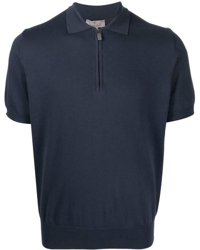 Canali Half-zip Cotton Polo Shirt - Blue