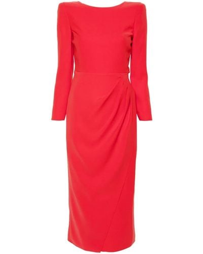 Emporio Armani Long Sleeves Long Draped Dress - Red