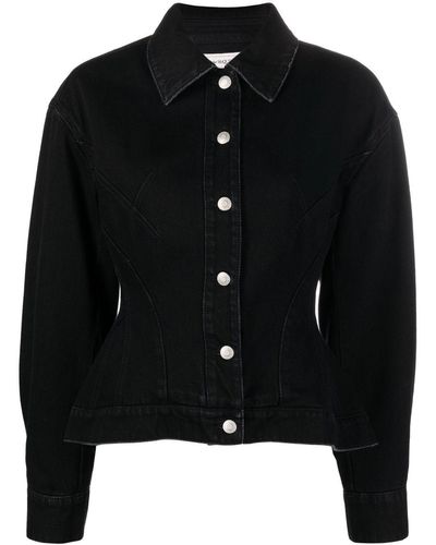Alexander McQueen Peplum Denim Jacket - Black