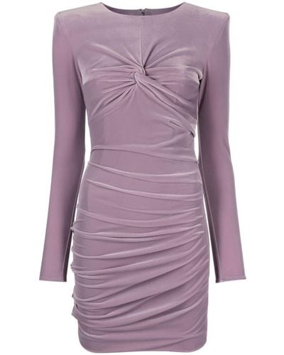 Elisabetta Franchi Draped Velvet Minidress - Purple
