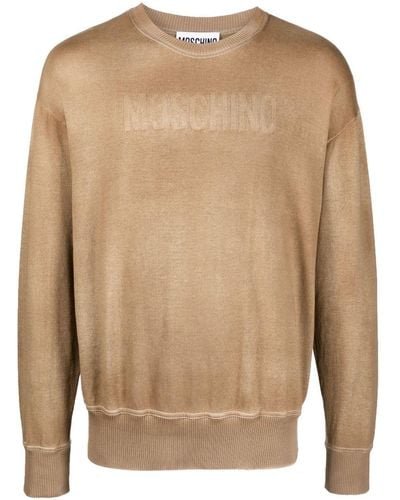 Moschino Pullover mit Intarsien-Logo - Braun
