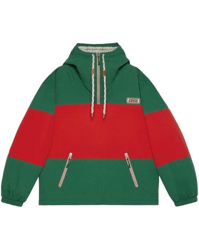Gucci Hooded Web-panelled Jacket - Green
