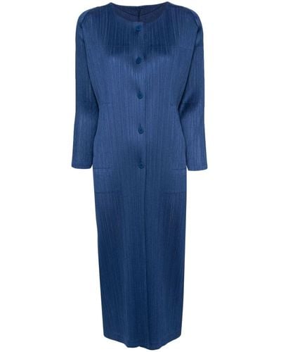 Pleats Please Issey Miyake Cappotto Monthly Colors January plissettato - Blu