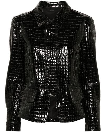 Tom Ford Chaqueta con efecto de piel de cocodrilo - Negro