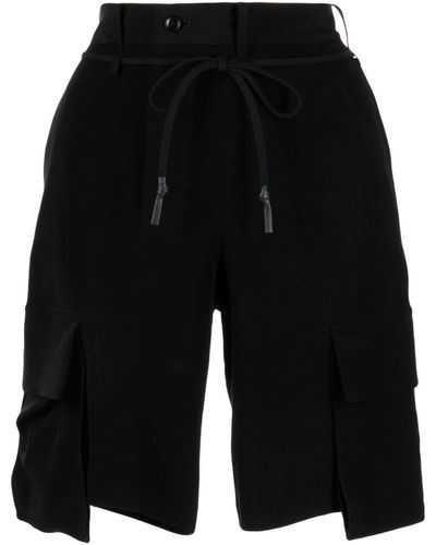 Yohji Yamamoto Pantalones cortos con bolsillos cargo - Negro