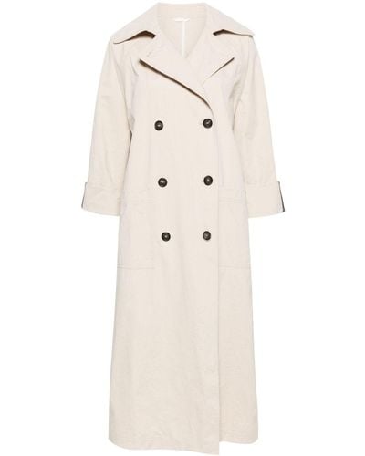 Brunello Cucinelli Double-breasted crinkled trench coat - Neutro