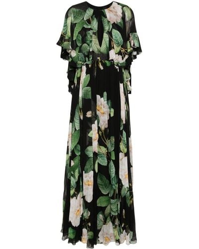 Giambattista Valli Vestido largo con estampado floral - Verde