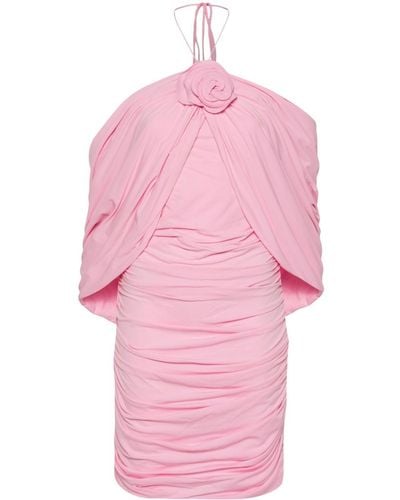 Magda Butrym Floral-applique Off-shoulder Wrap Dress - Pink