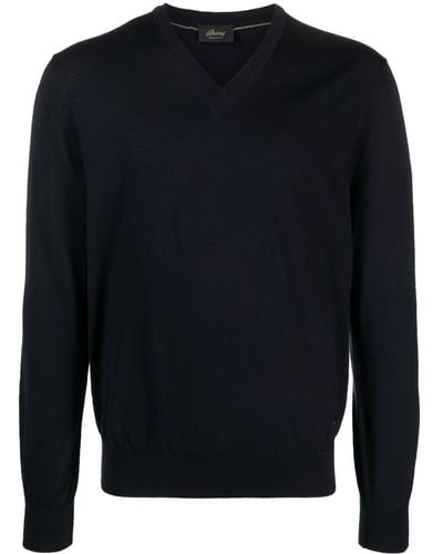 Brioni V-neck Wool Sweater - Blue